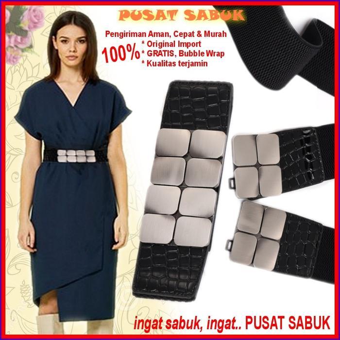 DISKON Gesper Sabuk Fashion Wanita Obi Karet Women Belt Ikat Pinggang Cewek Korea Elastis O Besar
