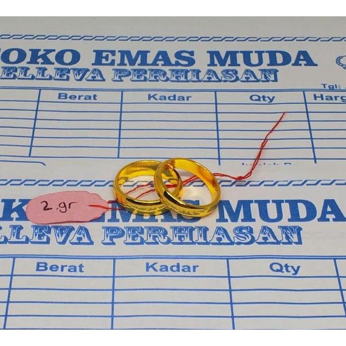 [] Cincin Polos Couple Premium Berlapis Emas Muda Perhiasan Wanita Mewah Elegan Telaris Free Surat