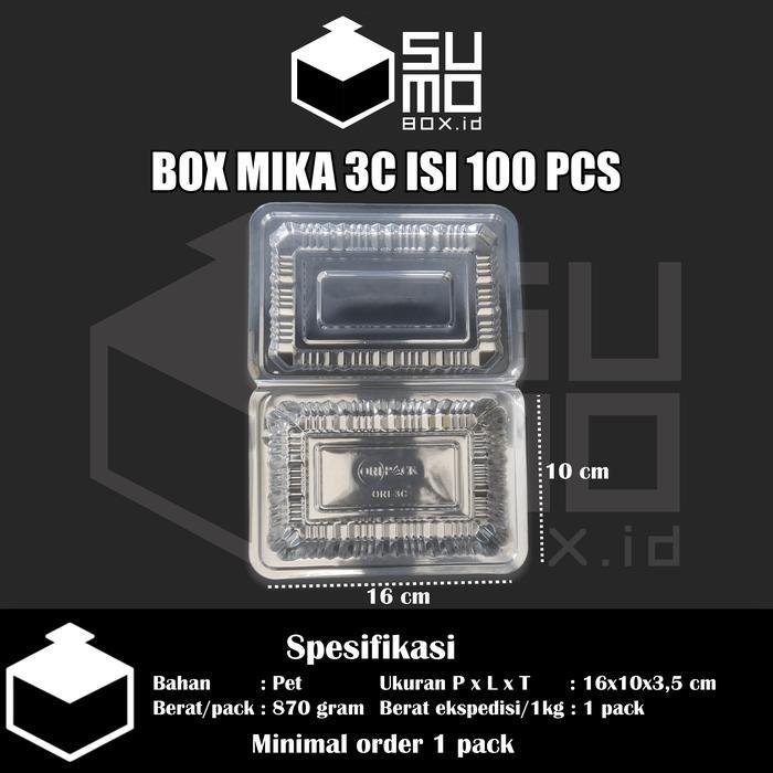 Plastik mika kue ukuran 3c isi 100pcs bening/ kotak makanan nasi rames
