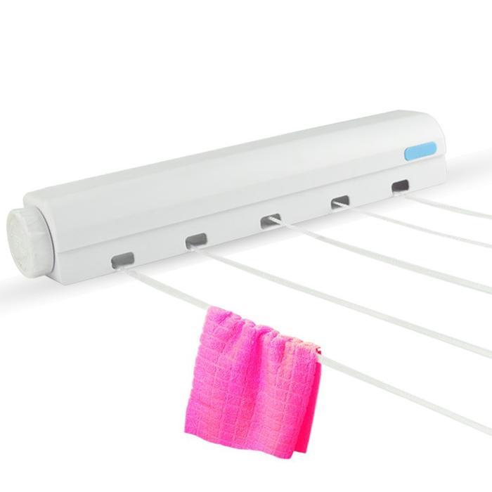 Jemuran Baju Dinding Tempel Praktis Retractable Clothesline 4 Tali 5 Tali
