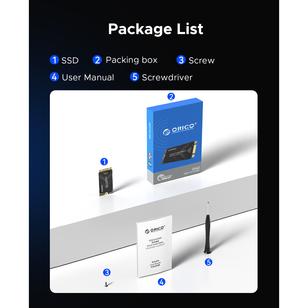 ORICO M.2 SATA3.0 SSD 2242 TLC NAND SATA III 6Gbps Internal M.2 SSD NGFF State Drive for Desktop