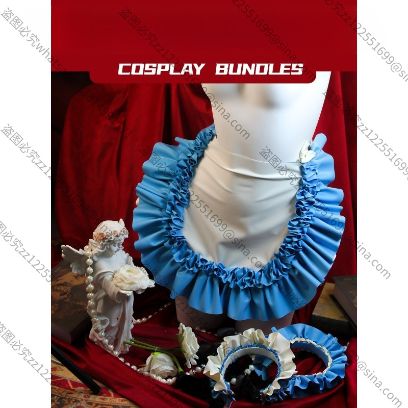 Suitable for latex Halloween latex clothes, maids wear men's and women's rem nanny loli skirt latex