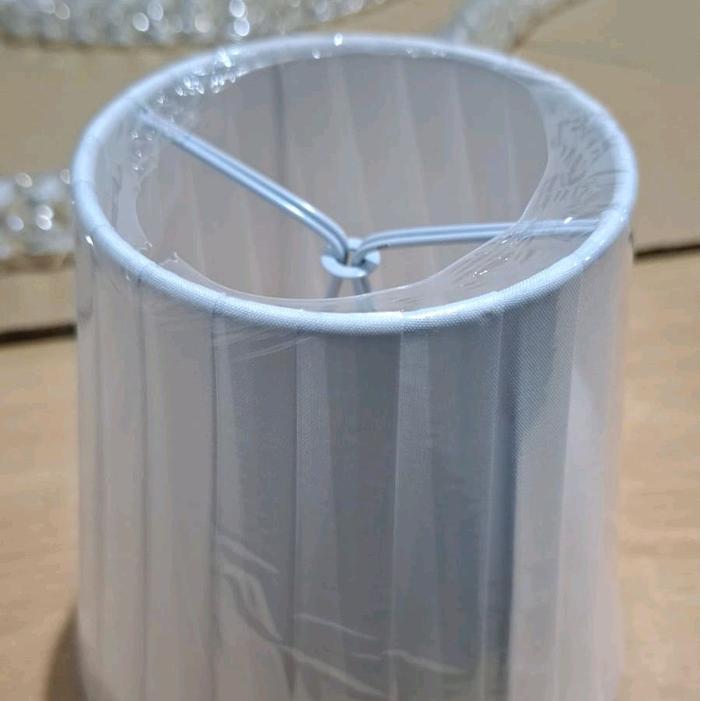 Kap Jepit Lampu Hias Crystal Lilin Warna Putih Bahan Kain Terbaik