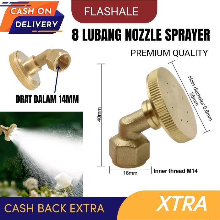 Nozzle Bengkok 8 Atau 7 Lubang Kuningan Sprayer Pertanian