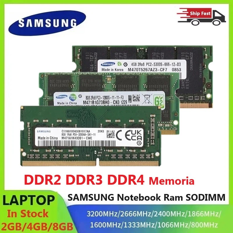 Samsung Laptop RAM SODIMM DDR2 DDR3 DDR4 Memoria 2400 1600 1333 800 667MHz 2GB 4GB 8GB 16GB High