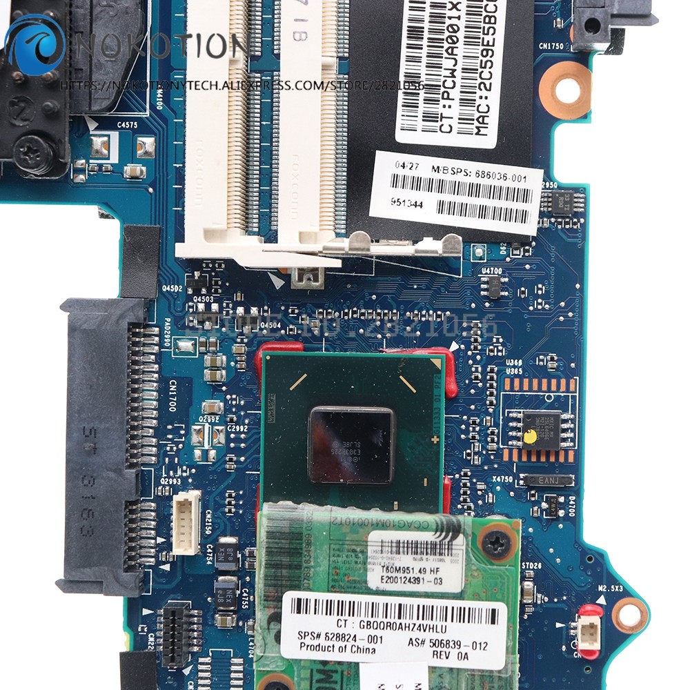 NOKOTION For HP 6470B 8470P Laptop Motherboard HM76 DDR3 With heatsink 686036-001 686036-601