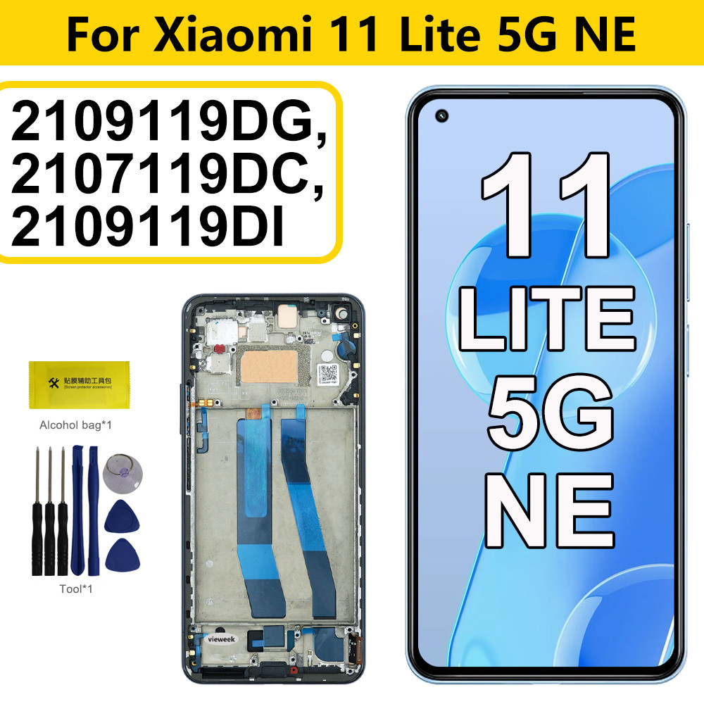 Amoled Screen for Xiaomi 11 Lite 5G NE 2109119DG Lcd Display Digital Touch Screen for Mi 11lite 5G