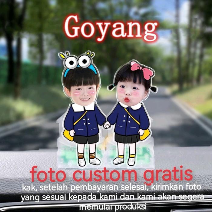 "New" COD DIY Foto Hiasan Goyang,Hiasan Mobil/Foto Kustom Gratis/Akrilik/Mainan Goyang/Mainan