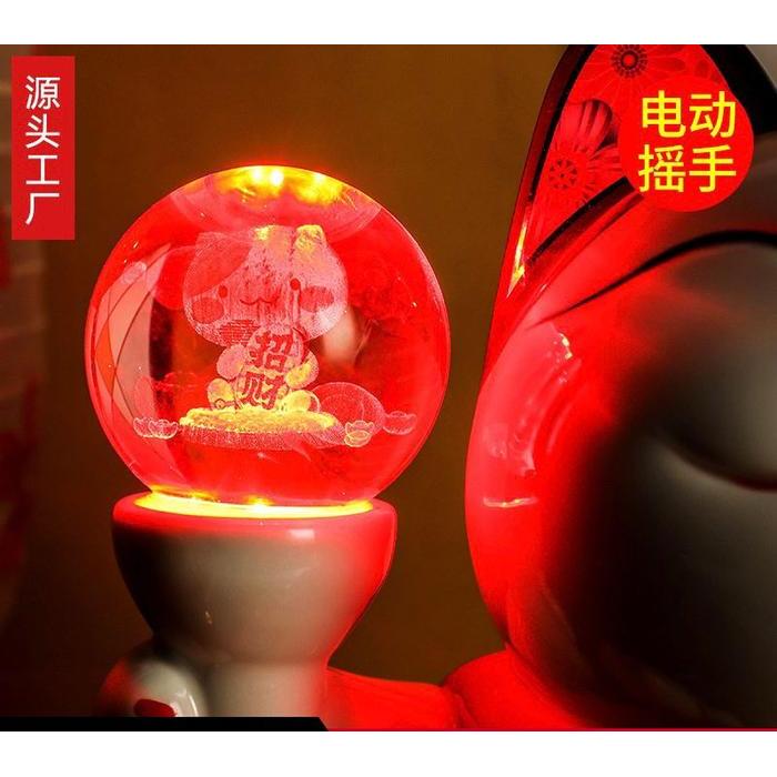 Lucky Cat keramik dengan lampu Pajangan Kucing Hoki Patung Hoki / kucing keberuntungan Dekorasi