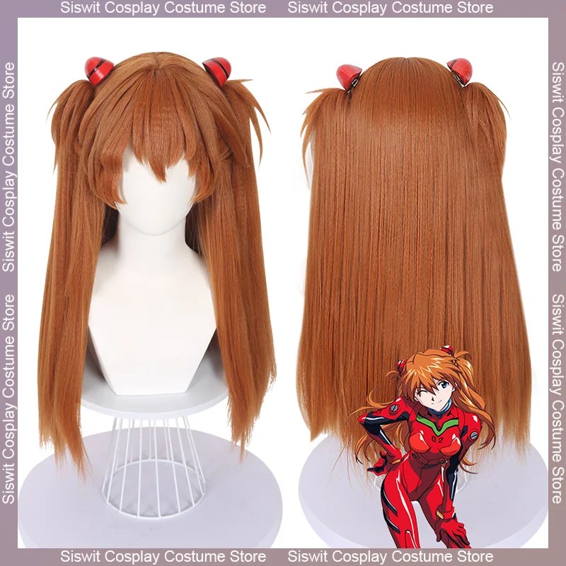 ANIME EVA ASUKA LANGLEY SORYU COSPLAY WIG ORANGE BROWN HEAT RESISTANT HAIR ASUKA LANGLEY SORYU