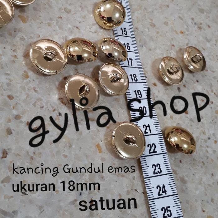 Kancing / Kancing Gundul Emas 18mm / Kancing Jamur Emas 18mm Satuan
