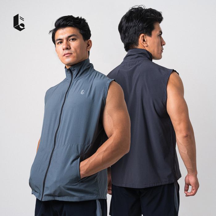 LOCKERWEAR JAKET VEST WINDBREAKER SPORT KAOS SLEEVELESS BAJU TANPA LENGAN PRIA OLAHRAGA GYM FITNESS