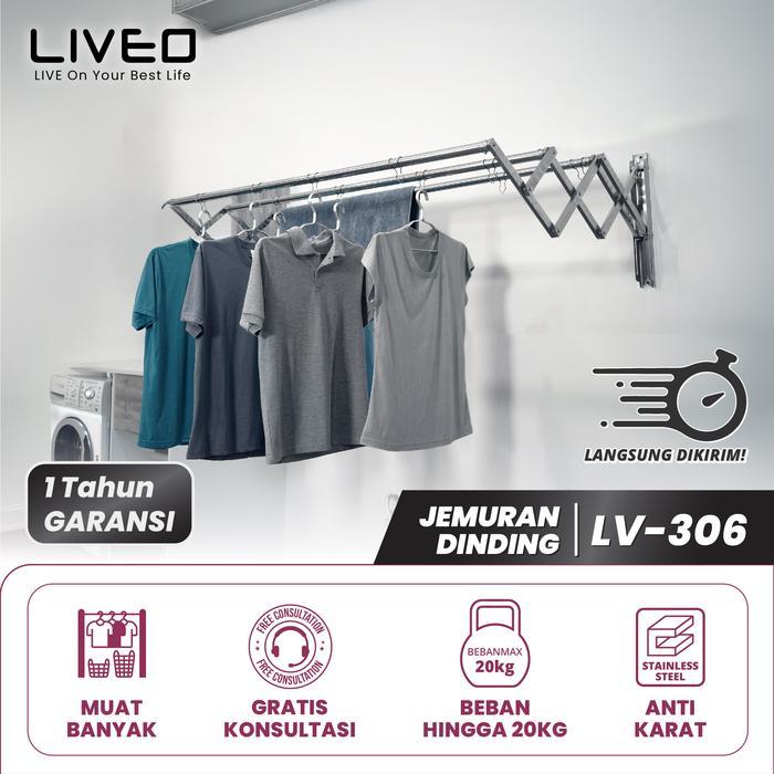 Jemuran Dinding Baju Stainless Steel Liveo LV306 Jemuran Lipat Gantung