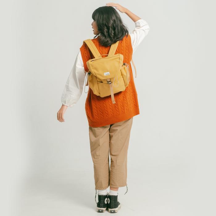 Evroa Nancy Medium Backpack - Honey Canvas Tas Mini Ransel Ipad, Notebook 12 inch Backpack Wanita
