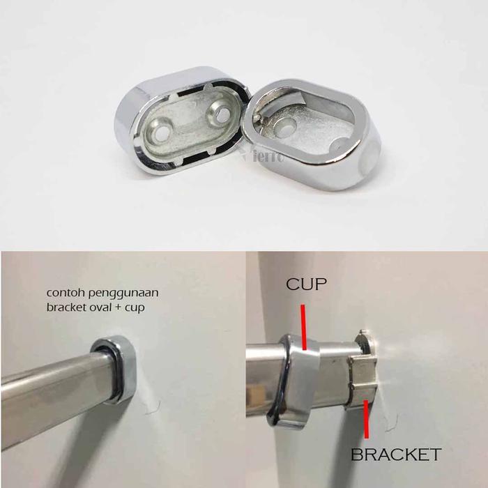 Bracket Pipa Stainless Oval + Cup