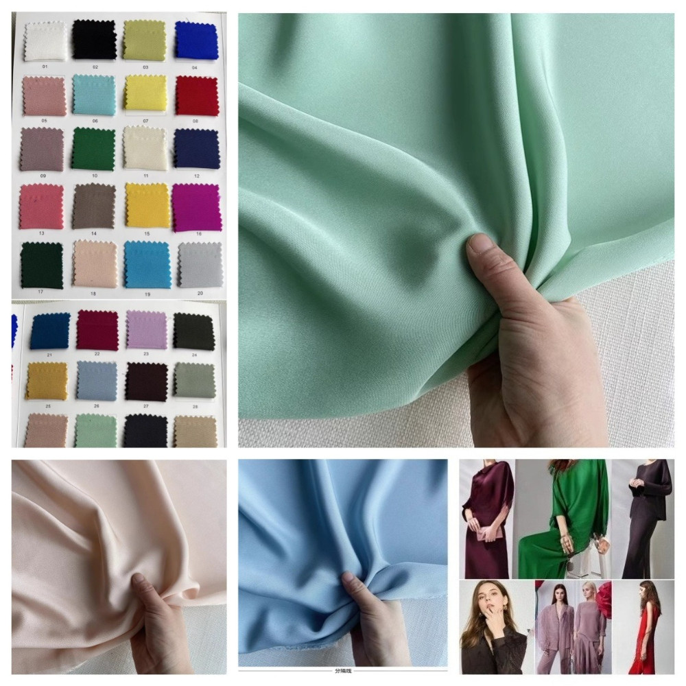 Natural Mulberry Silk Double Twill Fabric for Fashion Clothing Dresses Pants Fabrics By The Meter