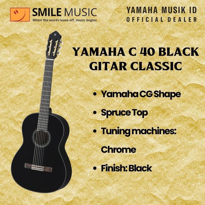Gitar C40 Black Yamaha / Yamaha Gitar Classic C 40 Black Original / Yamaha Gitar Classic C40Black /