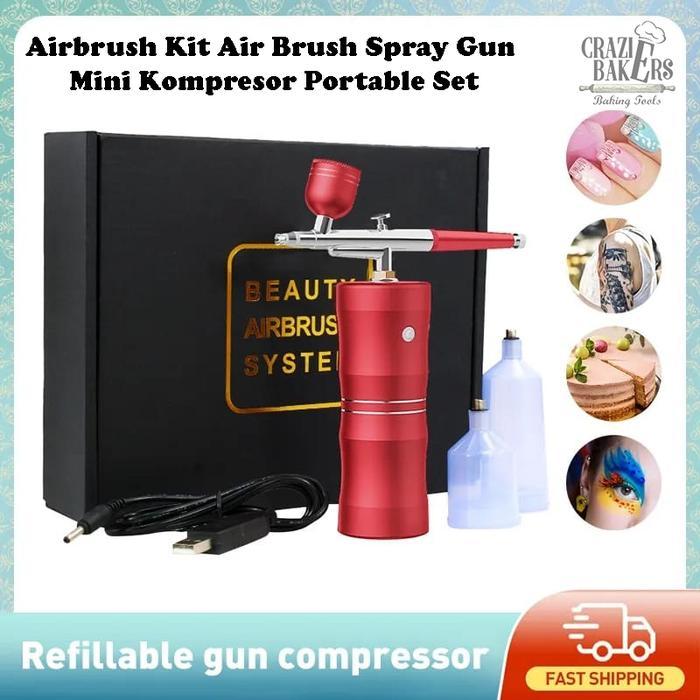 Airbrush Kit Air Brush Spray Gun Mini Kompresor Portable Set