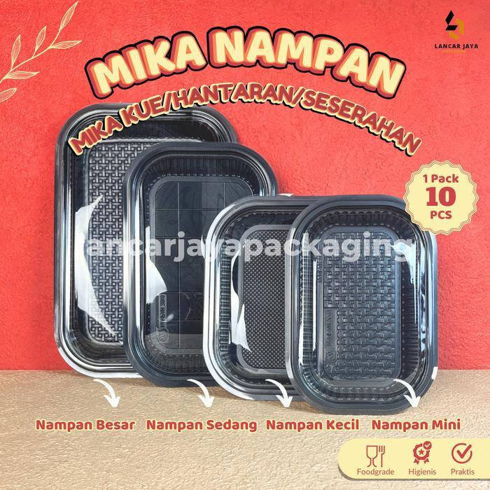 [10 PCS] Nampan Mika Baki Hantaran Plastik Tempat Jajan Snack Kue Basah Roti Tray Tatakan Coklat