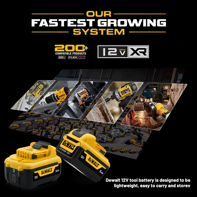 100% genuine DEWALT 12V 2.0Ah/5.0Ah tool lithium-ion battery, suitable for DEWALT 12V MAX series