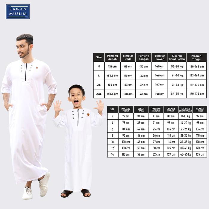 Jubah Gamis Couple Dewasa Anak Cowok Laki Laki Remaja Lengan Pendek KM1 Kancing Katun