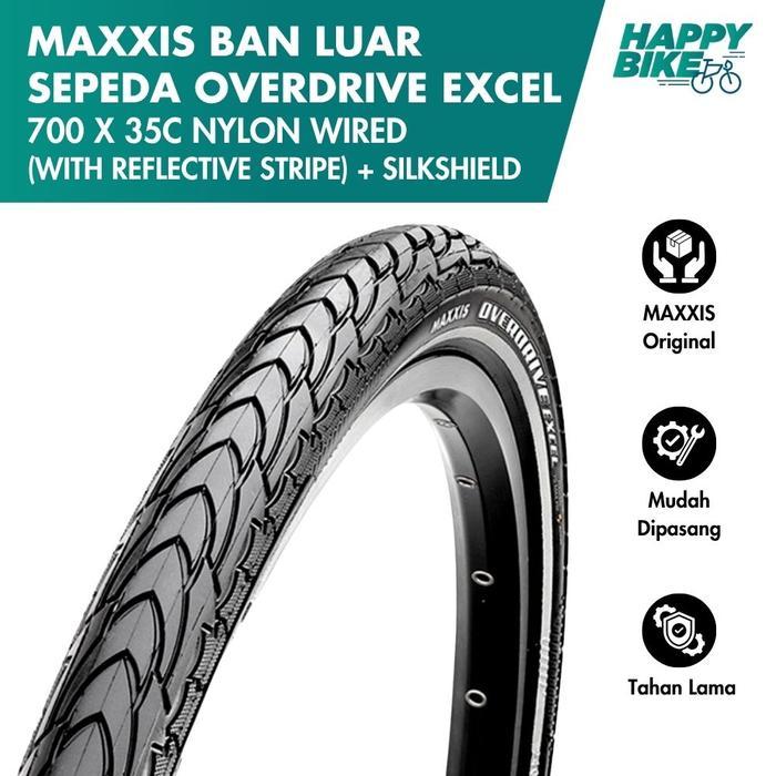 MAXXIS Ban Luar Sepeda Overdrive Excel 700 x 35C With Reflective Stripe 75 MAX PSI Silkshield