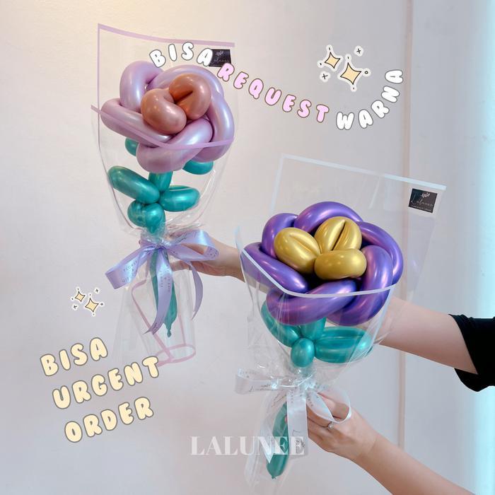 Bunga Balon Wisuda Anak - Korean Flower Balloon Twist - Buket Bunga Balon Ulang Tahun Wisuda - Buket