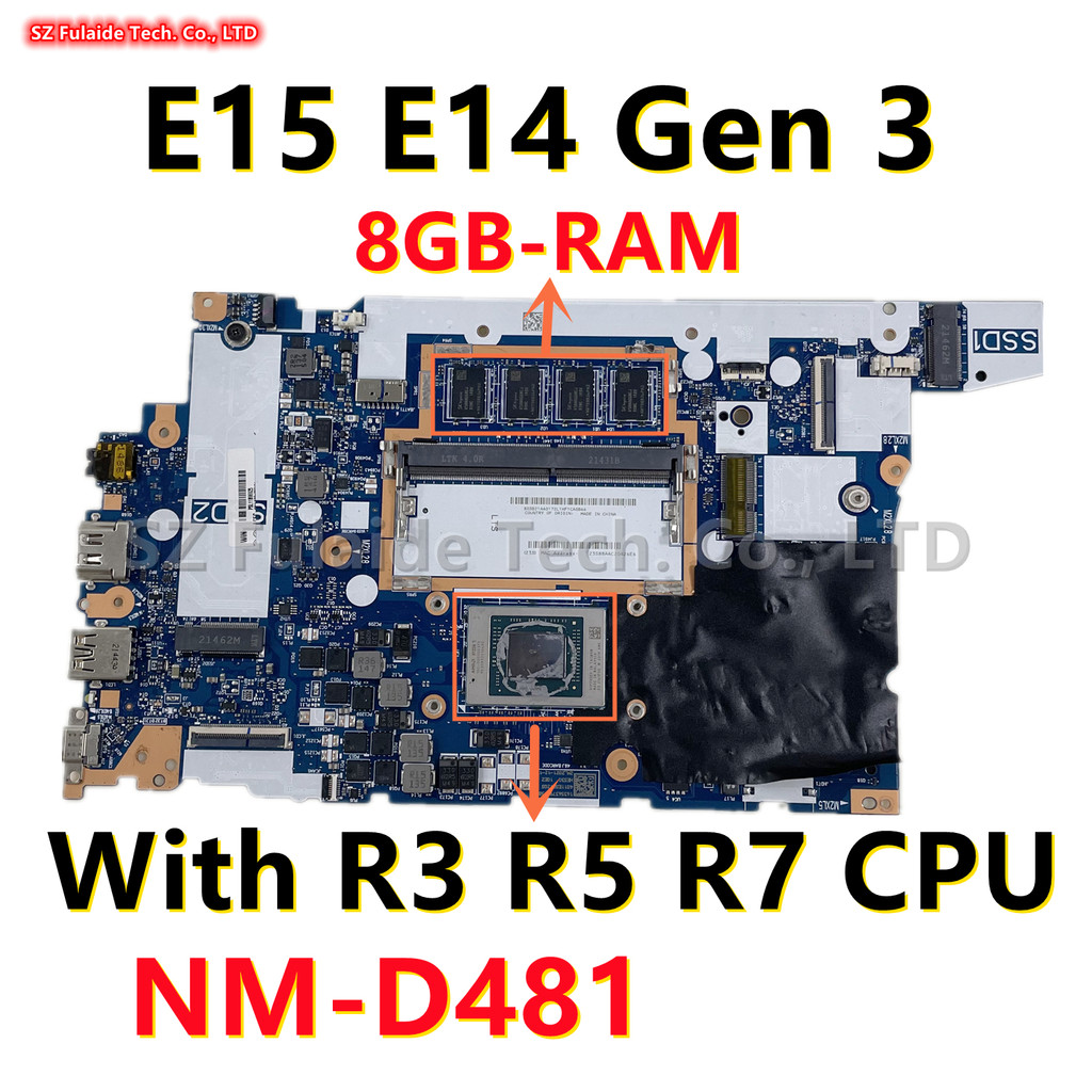 HE430 HE530 NM-D481 For Lenovo Thinkpad E15 E14 Gen 3 Laptop Motherboard R3-5300 R5-5500 R7-5700 CPU