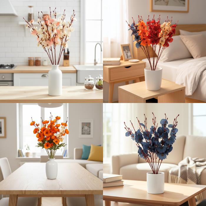 Sampai7an PBP155 Bunga Anggrek Hias Tangkai Artificial Flower Bunga Plastik Hiasan Vas Bunga