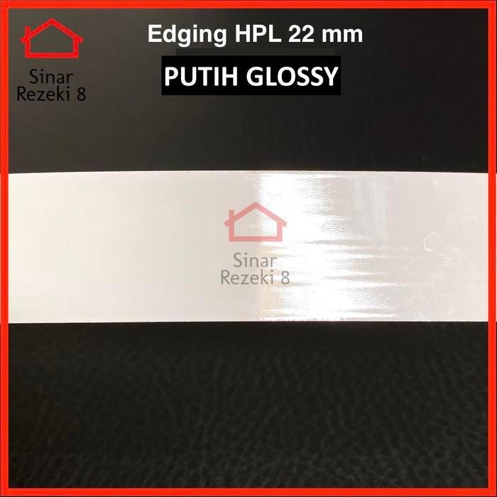 Edging HPL PUTIH KILAP 22 mm x 1 mm Gloss WHITE Glossy Solid taco PVC .