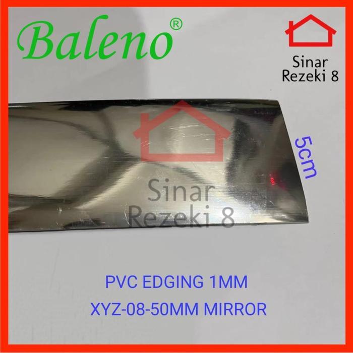 Edging HPL XYZ 08 50 mm SILVER Mirror / Kilap Pinggiran Meja taco PVC .