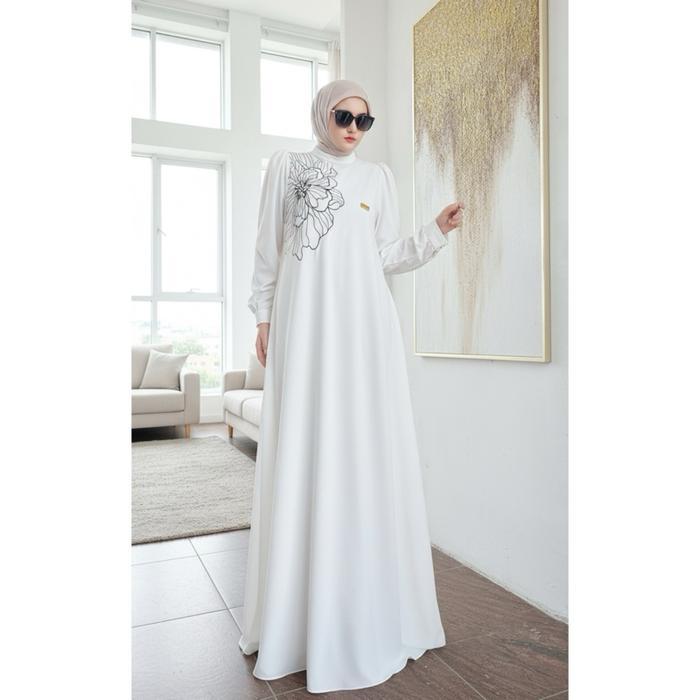 Dress Azurra Bahan Katun Royal Bordir By Fajar Collection Gamis Muslim