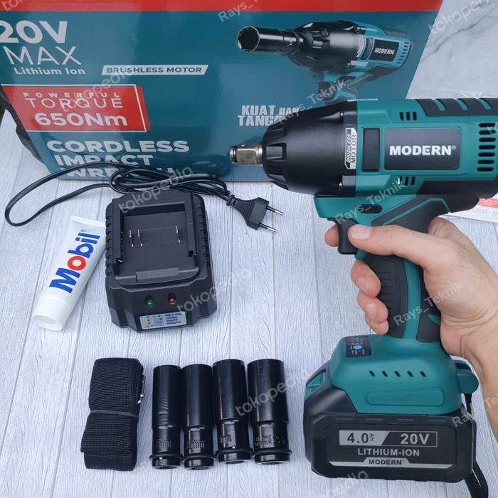 Best Seller Cordless Impact Wrench Modern M65 Pembuka Baut Modern M-65 Bor Baterai Original