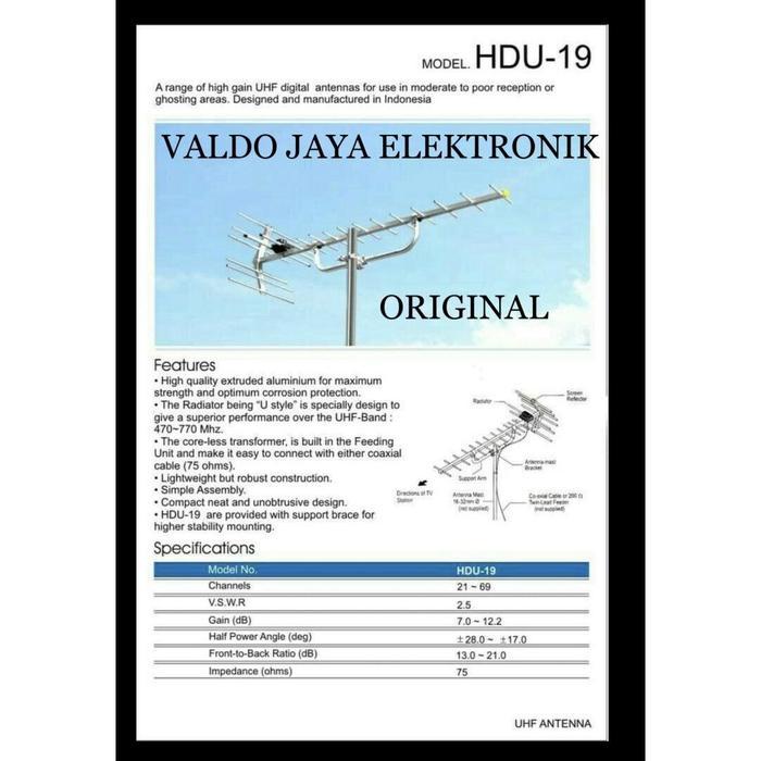 Antena TV Outdoor PF ORIGINAL HDU-19/Antena Luar/Antena TV Luar