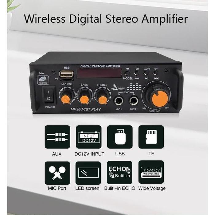 Promo Amplifier Bluetooth Fleco Bt-296 - 2 Channel 300W+300W Bisa Angkat Speaker 12 Inch, Usb Sd Fm