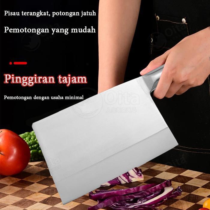 Pisau Ikan Besar Fillet 6Mm / Pisau Tulang Ikan Baja 4Cr13 / Gagang Baja Kokoh / Untuk Memotong &