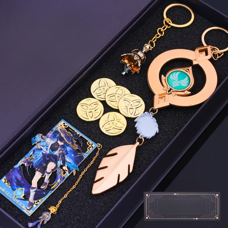 Genshin Impact Anime Figure Wanderer Furina Cosplay Props Eye of God Keychain Pendant Keyring