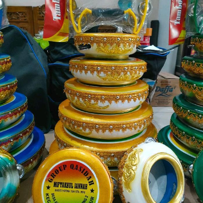 Alat musik Rebana Qosidah/Qasidah Lasqi isi 8 lengkap plus Tamborin