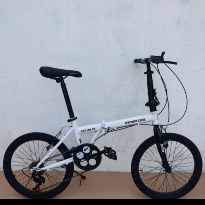 Sepeda Lipat 20 inch Senator 7 speed new - Putih