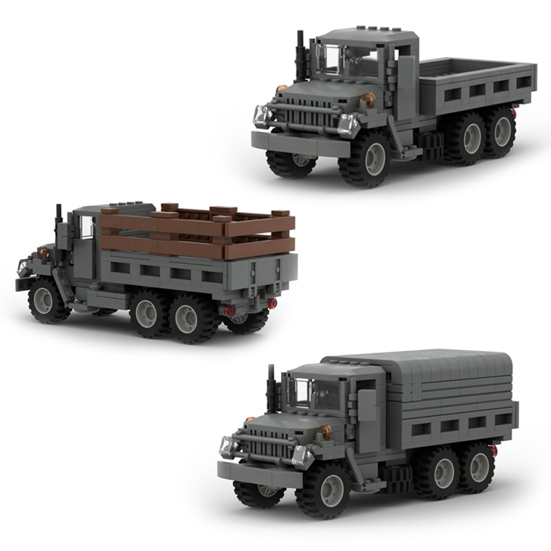 Military WW2 Vehicle Truck Model Traffic American Car Collection MOC US M35 Model Building Blocks