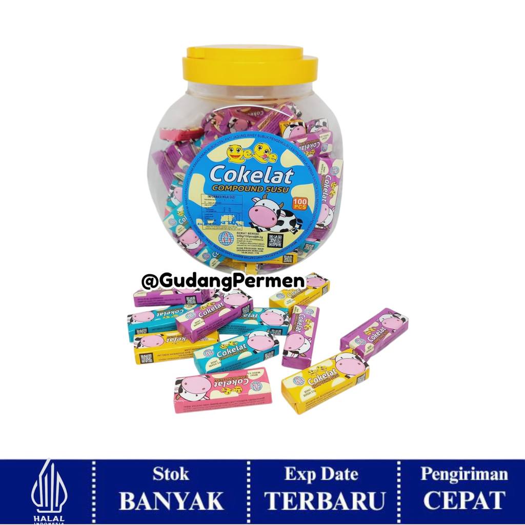 Qeqe Cokelat Toffe Susu isi 100 / Permen Chewy Rasa Susu