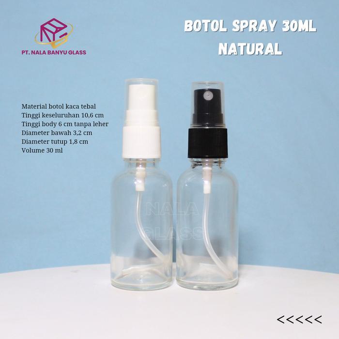 botol spray 30ml kaca bening / botol kaca tutup spray