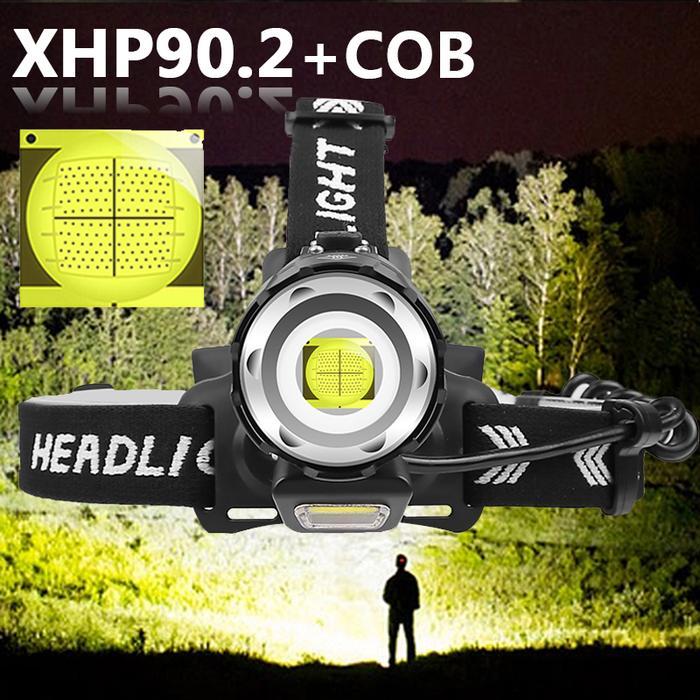Led Headlamp Super Bright XHP90.2 4-core Zoomable Headlight Usb Rechargeable 18650 Battery Head