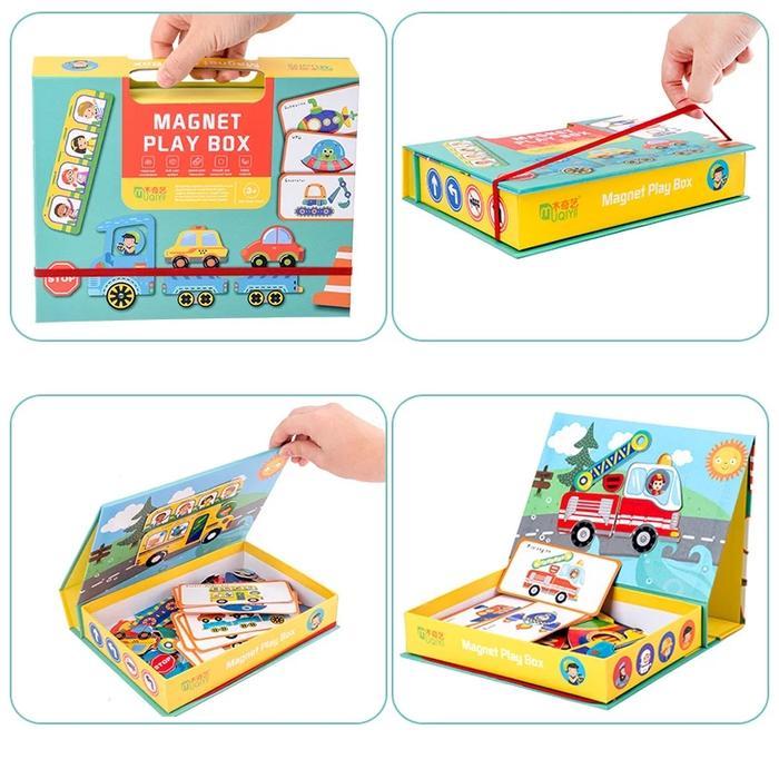 Mainan anak Mainan Edukatif Anak Kotak Mainan Puzzle Magnet - Puzzle Magnet Play Box Kayu Toys