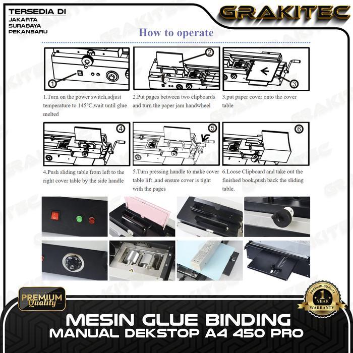 Grakitec Mesin Jilid buku Bending Manual Dekstop A4 450 PRO Jilid Lem Panas