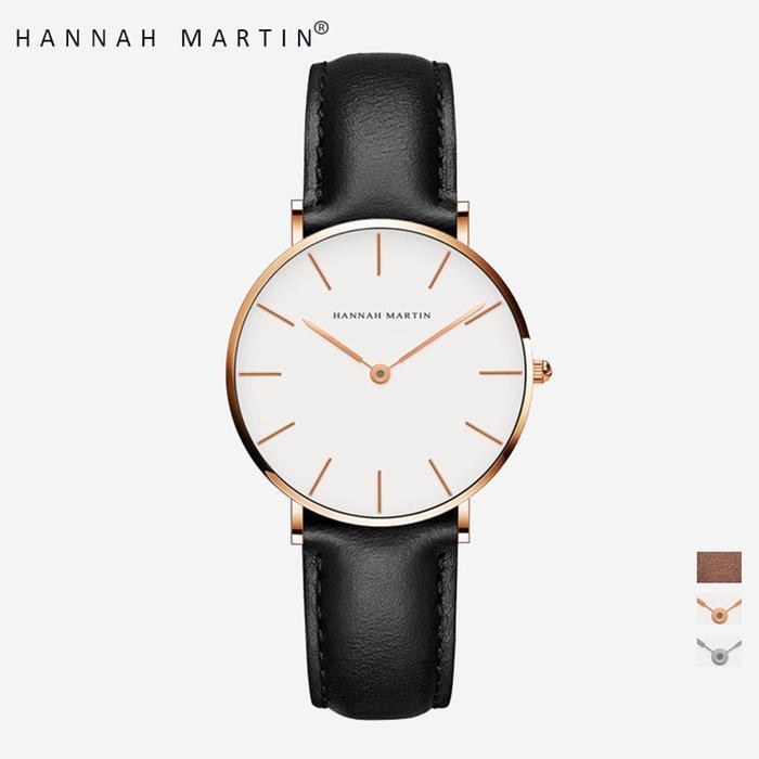 HANNAH MARTIN Jam Tangan Wanita 100% Original Cewek Quartz Kulit Anti Air Women Watch Arloji CB36