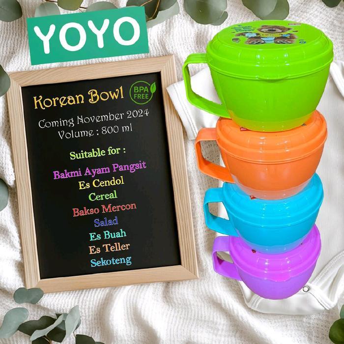Paket 1-3 Pcs Mangkok Korean Bowl Yoyo Plastik Volume 800 Ml dengan Tutup