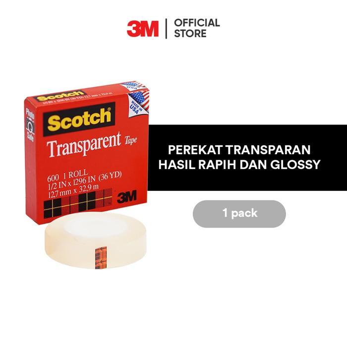 3M Scotch Transparent Tape 600S, 0.5x36 yd