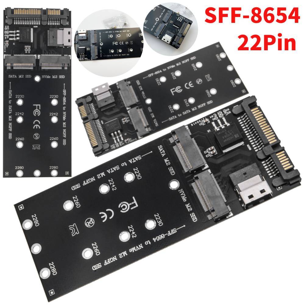 M.2 To SATA Adapter SFF-8654 To M2 NVME SSD 22Pin SATA To M2 Expansion Card Converter Riser Board