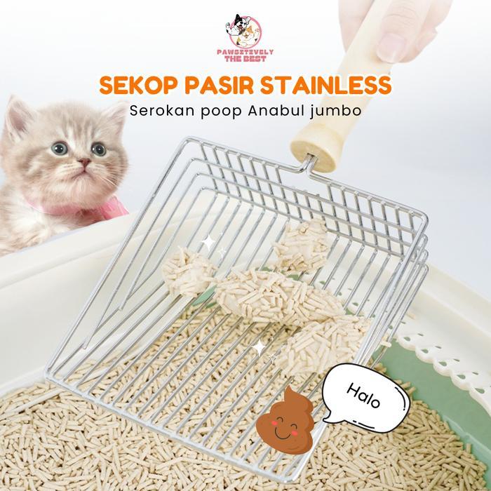 SEROKAN PASIR STAINLESS JUMBO - Sekop Serokan Pasir Stainless - Sekop Pengangkat Kotoran Kucing